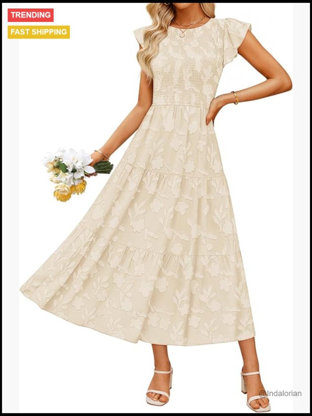 Boho Floral Midi Dress with Pockets